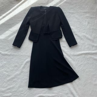 【美品】ブラックフォーマル 喪服 ノーカラージャケット　ワンピ　7号　Sサイズ(礼服/喪服)