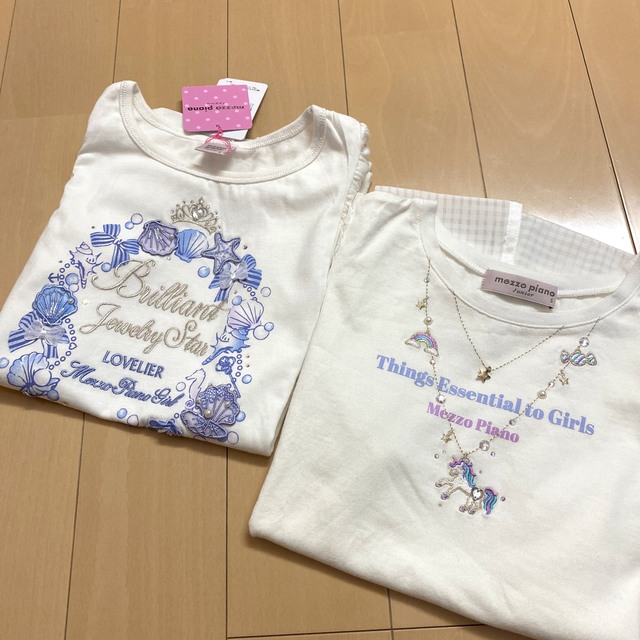 mezzo piano junior(メゾピアノジュニア)の【ご専用】メゾピアノJr140【新品＆極美品】♡2点♡ キッズ/ベビー/マタニティのキッズ服女の子用(90cm~)(Tシャツ/カットソー)の商品写真