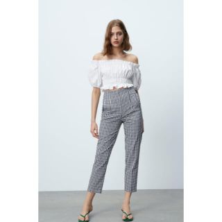 ザラ(ZARA)の今期完売　ZARA ハイライズギンガムチェックパンツ(カジュアルパンツ)