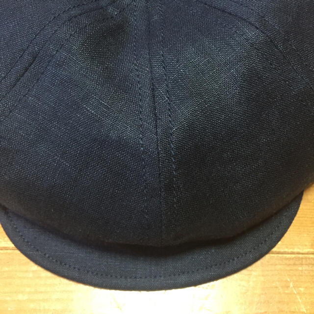 ハンドメイド 縦長キャスケット 裏表オールリネン  ネイビー  サイズオーダー メンズの帽子(キャスケット)の商品写真