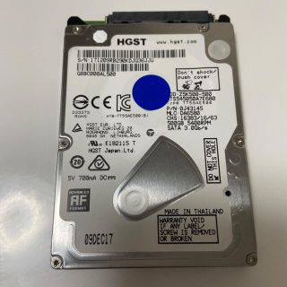 中古ハードディスク HDD 500GB ノートPC用(PCパーツ)