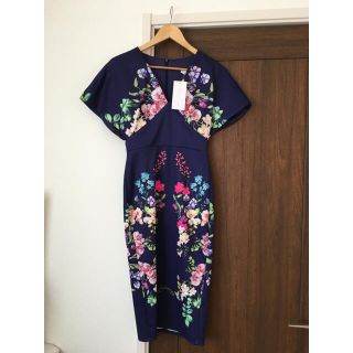 エイソス(asos)の〖UK8〗ASOSセレクト♡ネイビー花柄ワンピース(ひざ丈ワンピース)