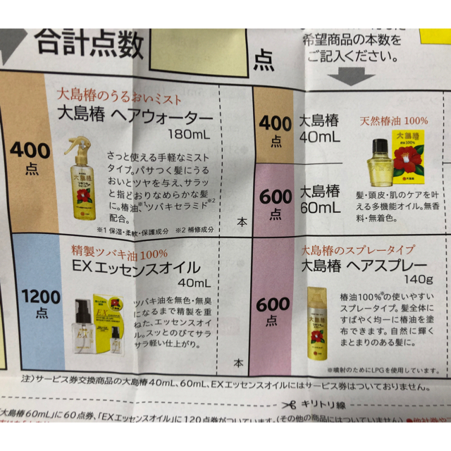 大島椿(オオシマツバキ)の大島椿(60ml)  サービス券860点分 コスメ/美容のヘアケア/スタイリング(オイル/美容液)の商品写真