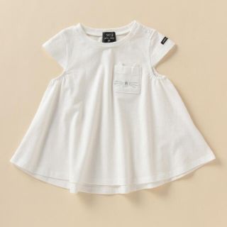 プティマイン(petit main)のpetit mainオーガニックコットン AラインTシャツ 白(Tシャツ/カットソー)