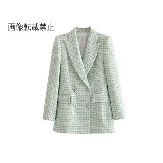 ザラ(ZARA)の🌼春新作💐4163◆green グリーン ツイード ジャケット ブレザー(テーラードジャケット)