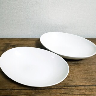 ムジルシリョウヒン(MUJI (無印良品))のMUJI 無印良品 オーバル 楕円 プレート 皿 磁器 2枚セット(食器)