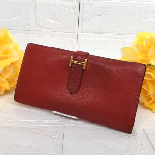 エルメス(Hermes)の【中古】HERMES/エルメス/ベアン/ゴールド金具/長財布/レッド(財布)