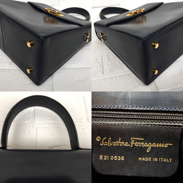 Ferragamo(フェラガモ)の【中古】フェラガモ/ガンチーニ/ハンドバッグ/ネイビー レディースのバッグ(ハンドバッグ)の商品写真