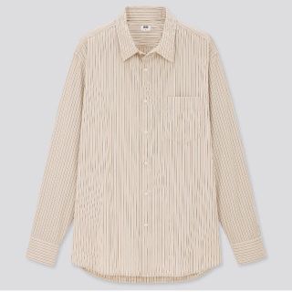 ユニクロ(UNIQLO)のユニクロ エクストラファインコットンブロードストライプシャツ ベージュ 4XL(シャツ)