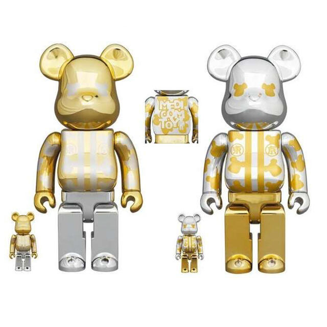 MEDICOM TOY(メディコムトイ)のBE@RBRICK はっぴ東京 金/銀メッキ 100&400%  ハンドメイドのおもちゃ(フィギュア)の商品写真