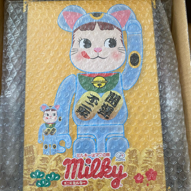 未開封！BE@RBRICK 招き猫  ペコちゃん　青蓄光　100%&400%