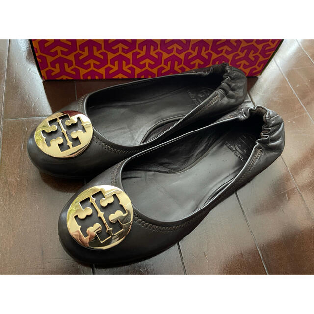 TORY BURCH クラシック レヴァ バレエ ブラウン 24.5cm