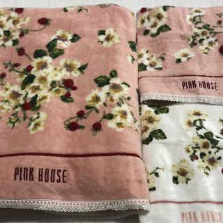 ピンクハウス(PINK HOUSE)のピンクハウス　ＰIＮＫHOUSE バスタオルウォッシュタオルセット　新品　未使用(タオル/バス用品)