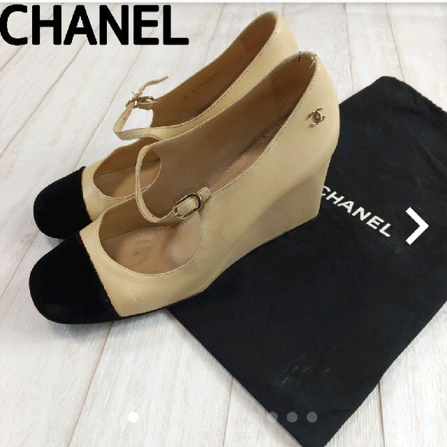 希少！大人気！ ウェッジソール CHANEL バイカラー バイカラー