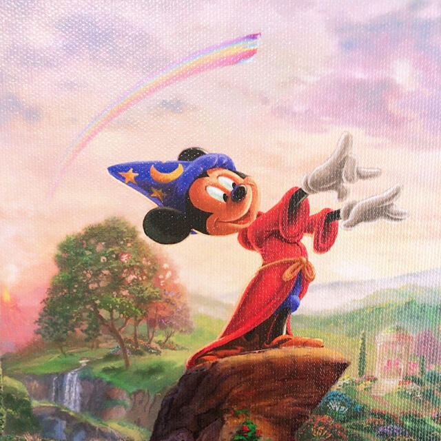 Disney(ディズニー)のトーマスキンケード　ディズニー　ソーサラーミッキー　キャンバス　絵画　ミニサイズ エンタメ/ホビーの美術品/アンティーク(絵画/タペストリー)の商品写真