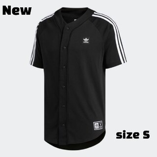 アディダス(adidas)の新品 S adidas originals ベースボール シャツ 黒(Tシャツ/カットソー(半袖/袖なし))