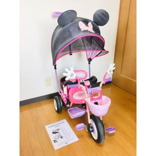 ディズニー(Disney)の【送料込み・美品】ides アイデス 三輪車 カーゴサンシェード ミニーマウス(三輪車)