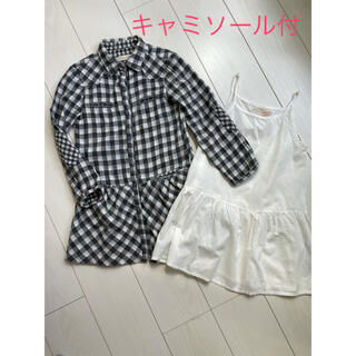 ザラキッズ(ZARA KIDS)のzara kids ガーゼ素材のシャツチュニック 128 (キャミソール付)(ブラウス)