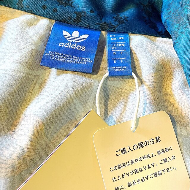 【adidas】激レア タグ付き 花柄 トラックジャケット白黒レディースMスリム