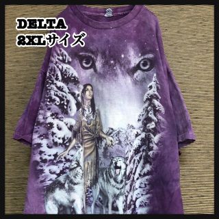 【タイダイカラー】半袖Tシャツ　総柄　アニマル柄　犬　ネイティブアメリカン76(Tシャツ/カットソー(半袖/袖なし))