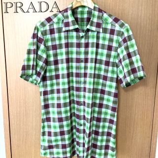 PRADA プラダ カジュアルシャツ XL 緑x白(総柄)