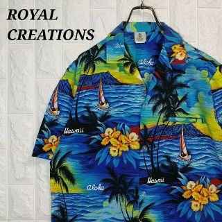 ROYAL CREATIONS ハワイ製 アロハシャツ 半袖 花 USA コット(シャツ)