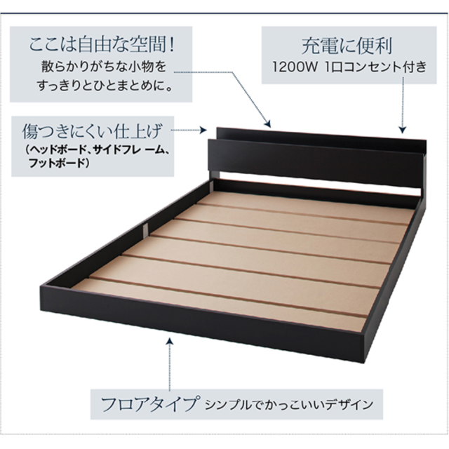最安 新品 送料込 シングルベッド 棚コンセントマットレス保証付 BK