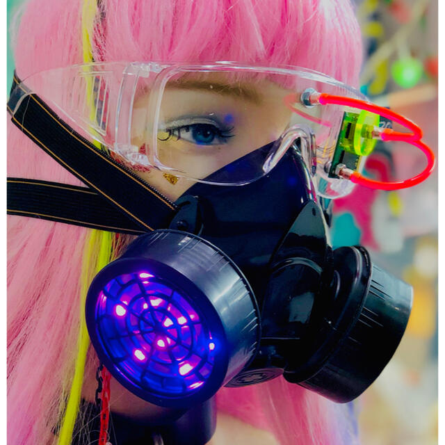 光る　LEDガスマスク コスプレ　サイバー