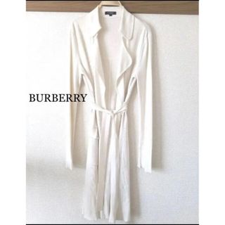 バーバリー(BURBERRY)のBURBERRY  バーバリー 薄手 ロング ニット カーディガン 白(カーディガン)