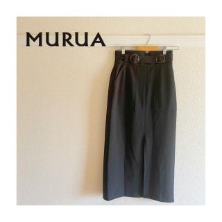 ムルーア(MURUA)の【MURUA】ムルーア　ダブルバックルハイウエストタイトスカート  黒　ブラック(ロングスカート)