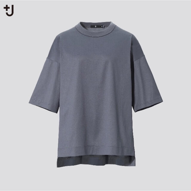 UNIQLO(ユニクロ)のユニクロ スーピマコットンオーバーサイズT XSサイズ ダークグレー 新品 +J レディースのトップス(Tシャツ(半袖/袖なし))の商品写真