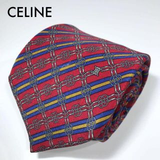 セリーヌ(celine)のセリーヌ スペイン製 高級シルク ネクタイ ストライプ チェー ンマカダム(ネクタイ)