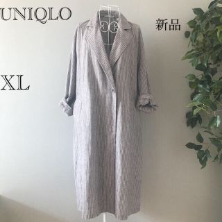 ユニクロ(UNIQLO)のUNIQLOコートワンピース　新品　綿麻(ロングワンピース/マキシワンピース)