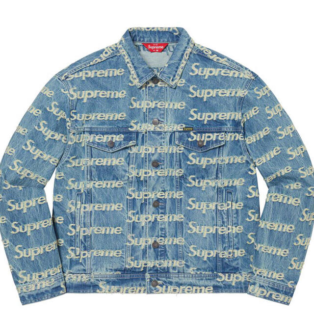 Supreme(シュプリーム)のFrayed Logos Denim Trucker Jacket blue メンズのジャケット/アウター(Gジャン/デニムジャケット)の商品写真