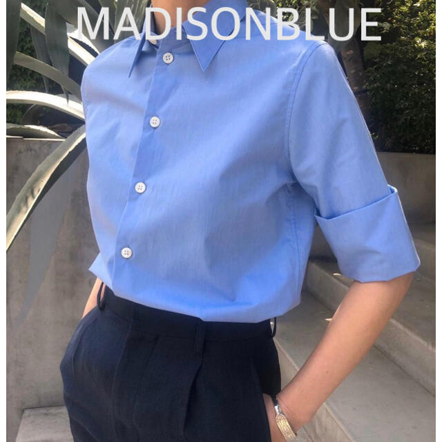 MADISONBLUE(マディソンブルー)の【MADISONBLUE】BIG CUFF HS SHIRT/サックス/00 レディースのトップス(シャツ/ブラウス(半袖/袖なし))の商品写真