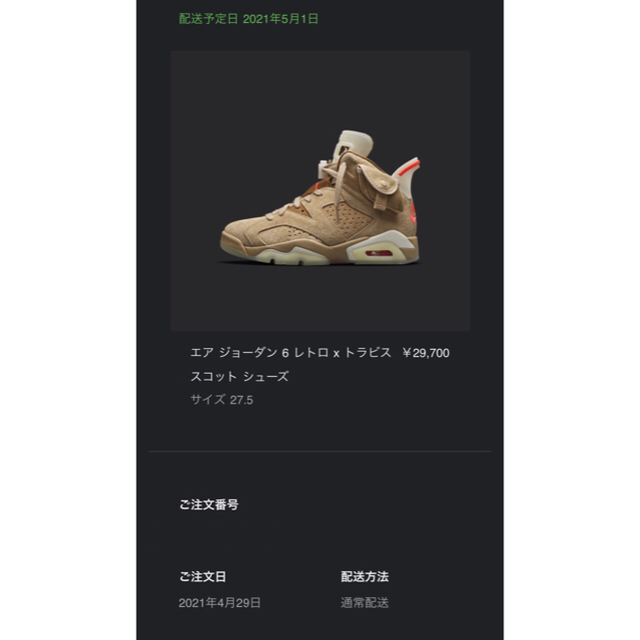 NIKE(ナイキ)のNIKE AIR JORDAN 6 TRAVIS SCOTT 27.5 cm メンズの靴/シューズ(スニーカー)の商品写真