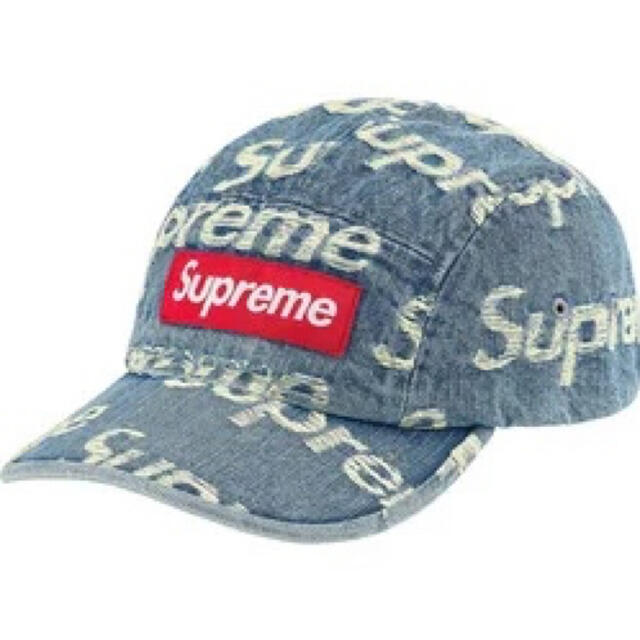 メンズsupreme frayed logos denim camp cap