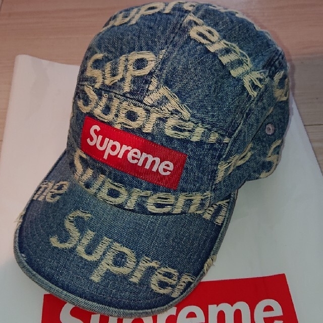 帽子supreme Frayed Logos Denim Camp Cap