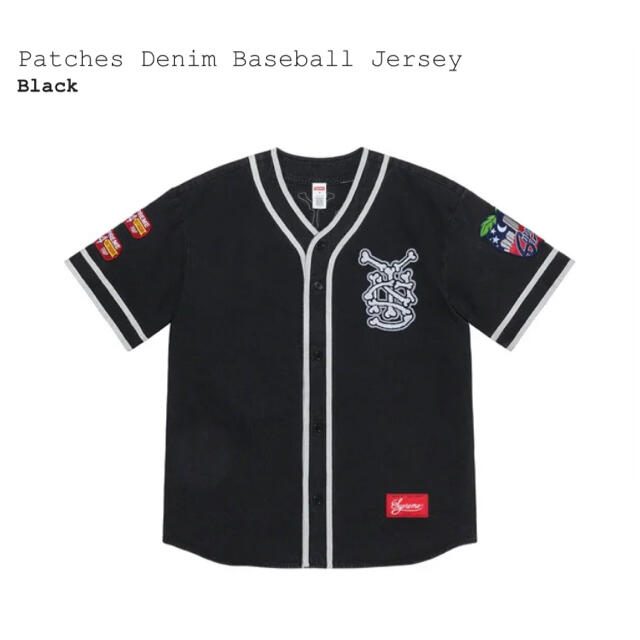希少XL Supreme patches denim ベースボール jersey 1