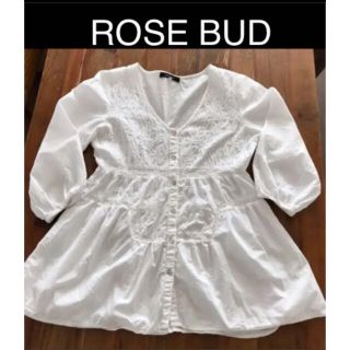 ローズバッド(ROSE BUD)のローズバッド♡ブラウスチュニック　ホワイトM(チュニック)