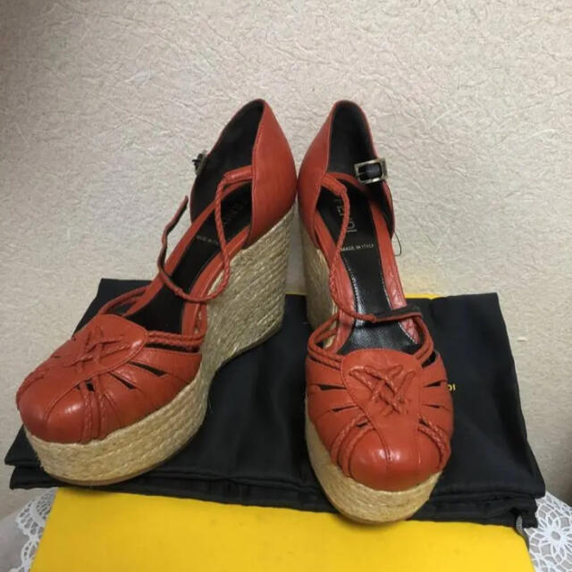 保存箱付】FENDI フェンディ ズッカ柄 メッシュパンプス ウェッジ