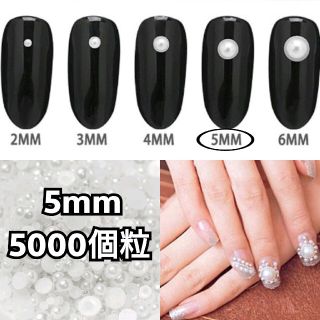 (958) 5mm 半球パール ハーフ 半円 ネイル ストーン チップ 5千個(デコパーツ)