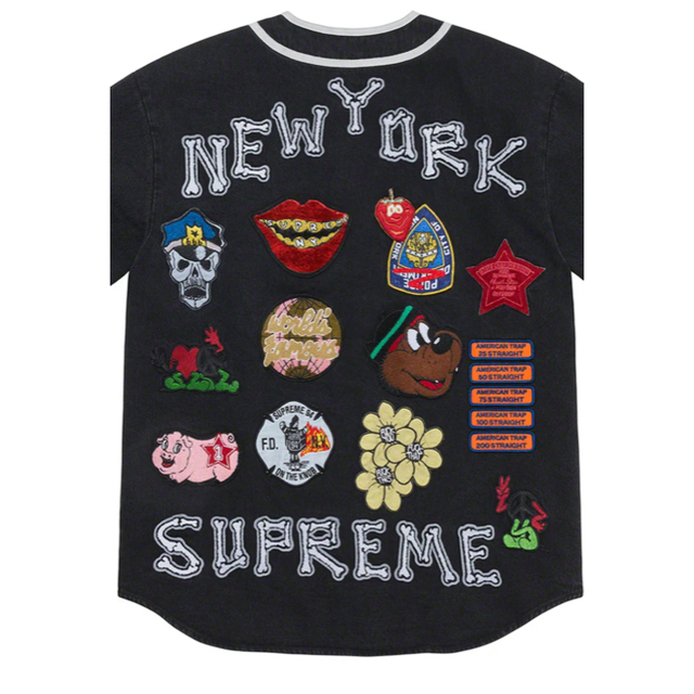 Supreme(シュプリーム)のSupreme Patches Denim Baseball Jersey メンズのトップス(Tシャツ/カットソー(半袖/袖なし))の商品写真