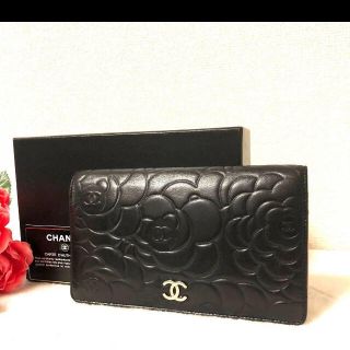 シャネル(CHANEL)の大人カワイイCHANEL シャネル 長財布 カメリア ココマーク　正規品　黒(財布)