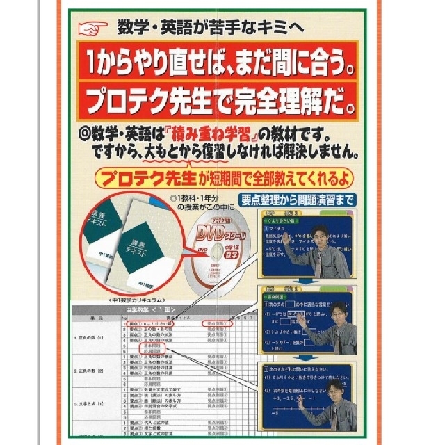 セール開催中最短即日発送 中学生教材 プロテク先生 DVDスクール 平成