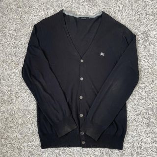 バーバリーブラックレーベル(BURBERRY BLACK LABEL)のバーバリーブラックレーベル　薄手カーディガン　黒　メンズ(カーディガン)