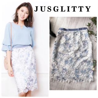 ジャスグリッティー(JUSGLITTY)の３点おまとめ♡JUSGLITTY レースプリントタイトスカート(ひざ丈スカート)