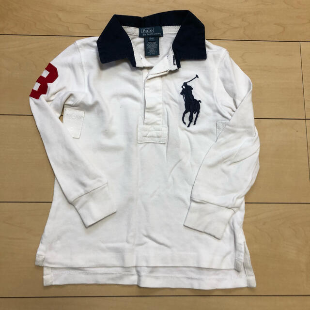 POLO RALPH LAUREN(ポロラルフローレン)の16男の子100から110程度 本物ラルフローレンの長袖ポロシャツ　白 キッズ/ベビー/マタニティのキッズ服男の子用(90cm~)(Tシャツ/カットソー)の商品写真