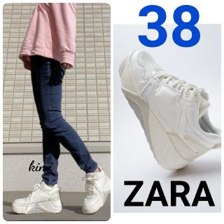 ザラ(ZARA)のZARA　(38)　コントラストプラットフォームスニーカー(スニーカー)