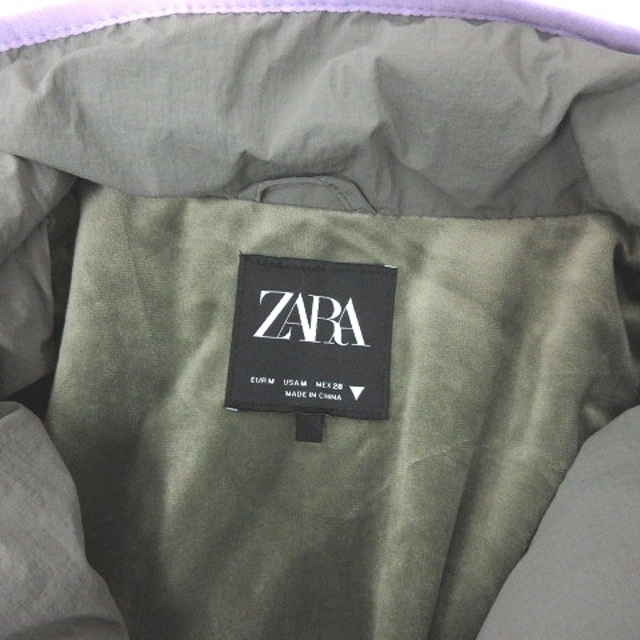 ZARA(ザラ)のザラ ジャケット ブルゾン コンビフードジャンパー 中綿 ベージュ グレー M レディースのジャケット/アウター(ブルゾン)の商品写真